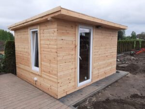 Wooden poolside garden shed